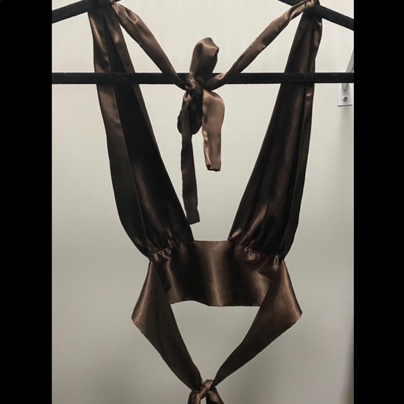 Chocolate Satin Halter - Picture 2 of 2